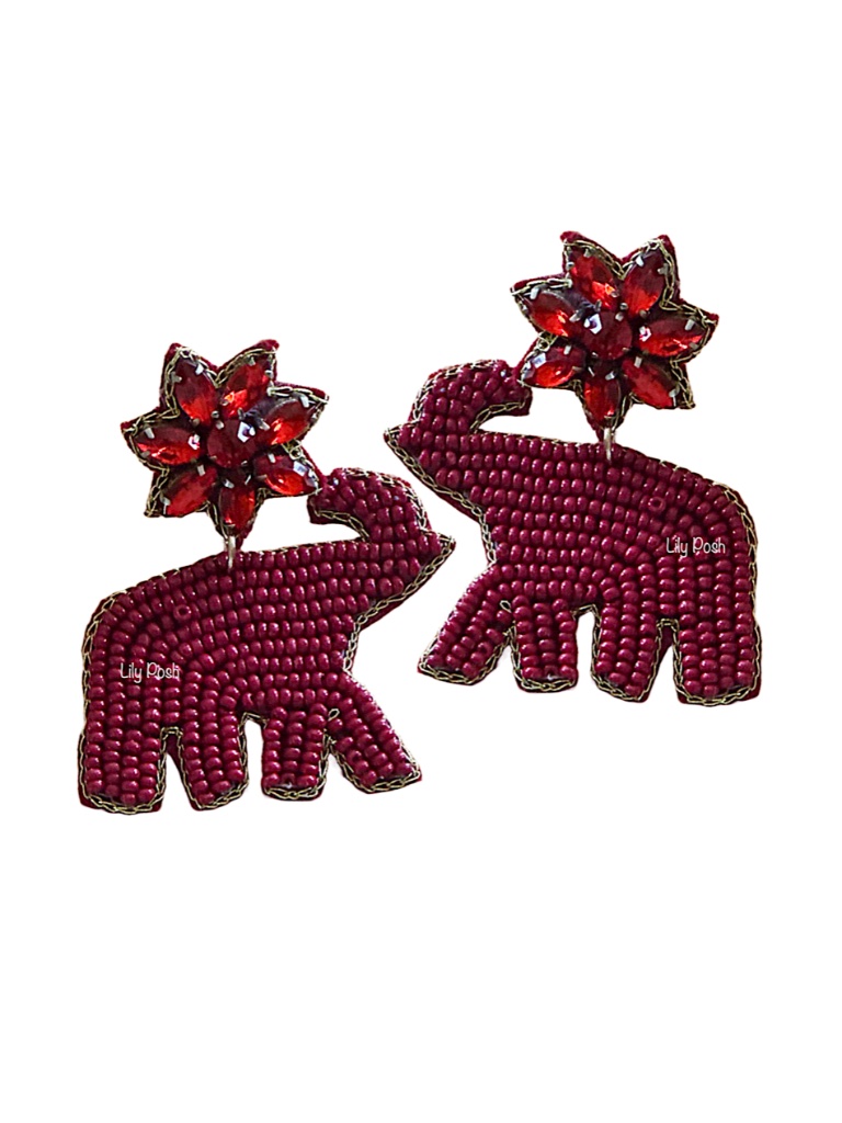 Alabama Crimson Tide Football Elephant Earring Lily Posh Alabama Crimson Tide Football Elephant Earring Lily Posh